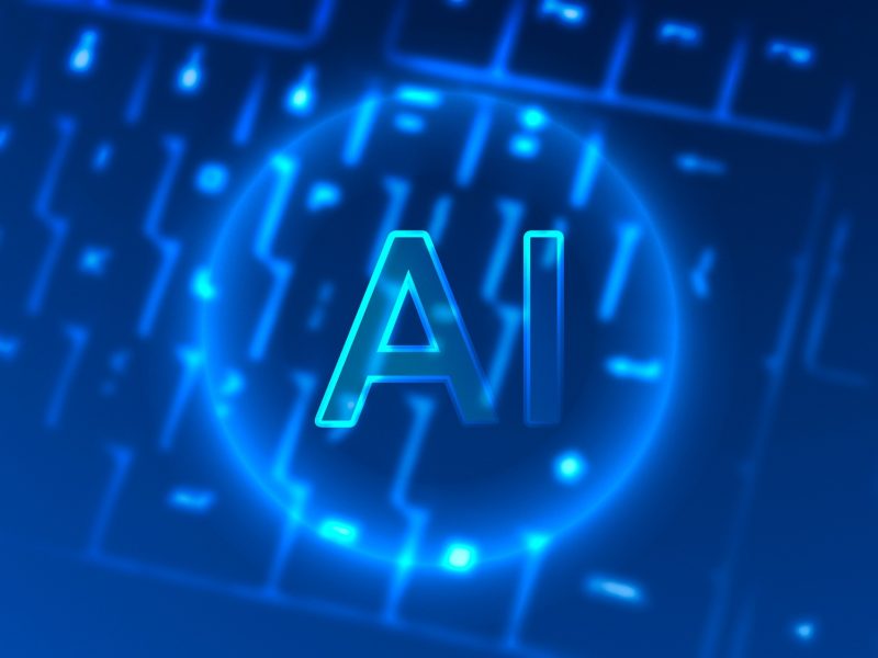 Neon AI on a keyboard