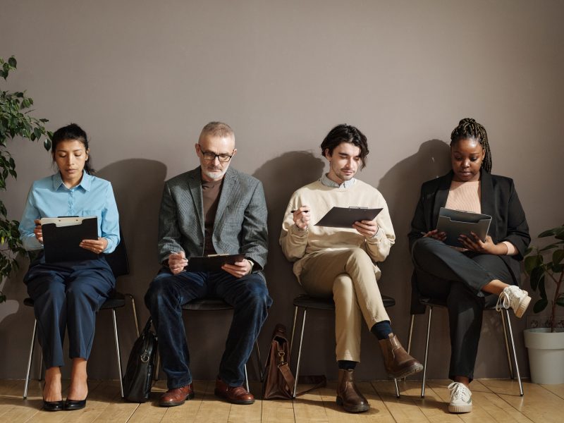 People making resume before interview